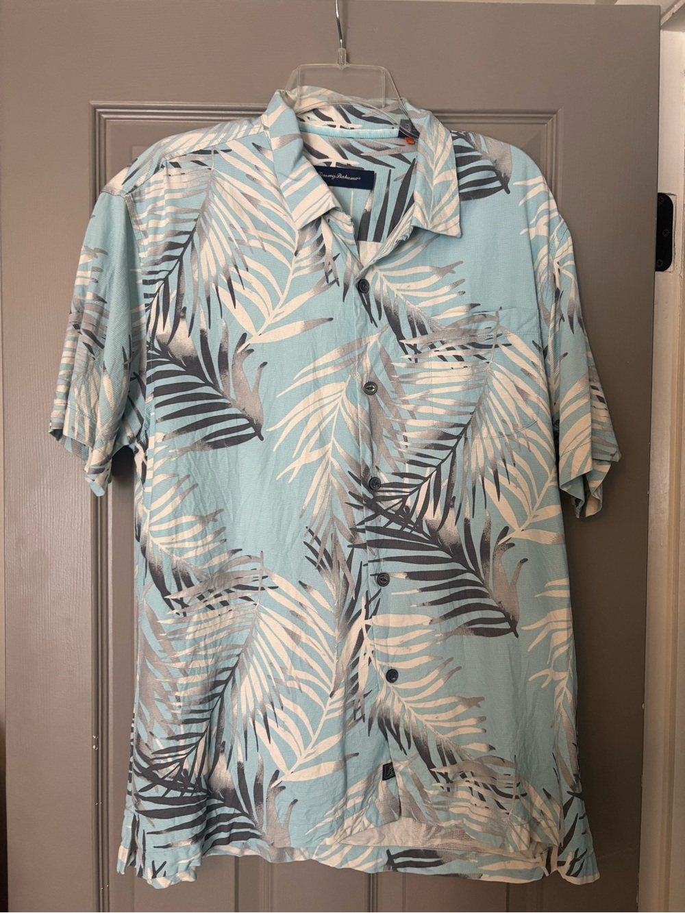 Men's Tommy Bahama Short-Sleeve Shirt - Light Blue Palm